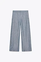 PANTALON JAMBES LARGES AVEC LIN ZW COLLECTION