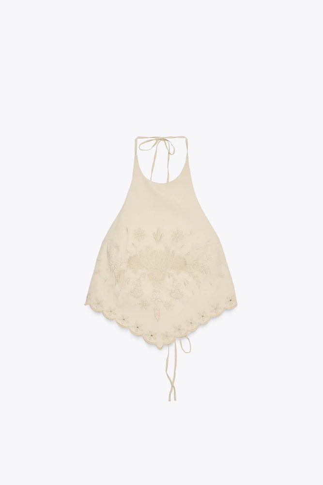 EMBROIDERED POPLIN TOP