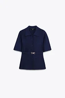 PLAIN KNIT BELTED JACKET