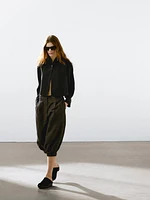 Short linen blend blazer