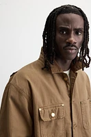 WASHED JACKET WITH CONTRASTING COLLAR