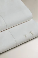 FLAT SHEET WITH CRAB EMBROIDERY