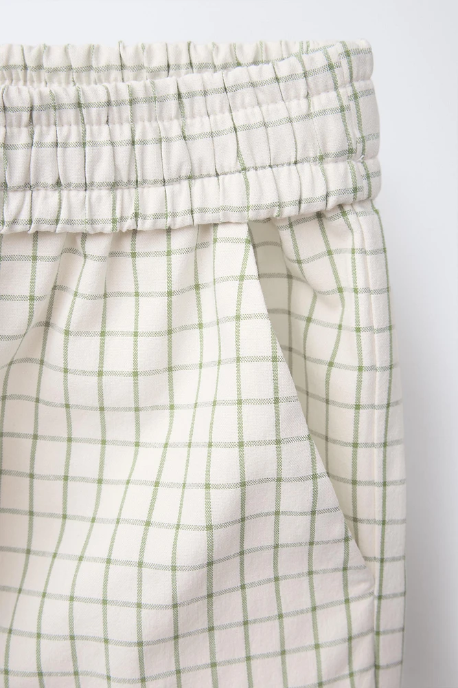 STRAIGHT-LEG PLAID PANTS