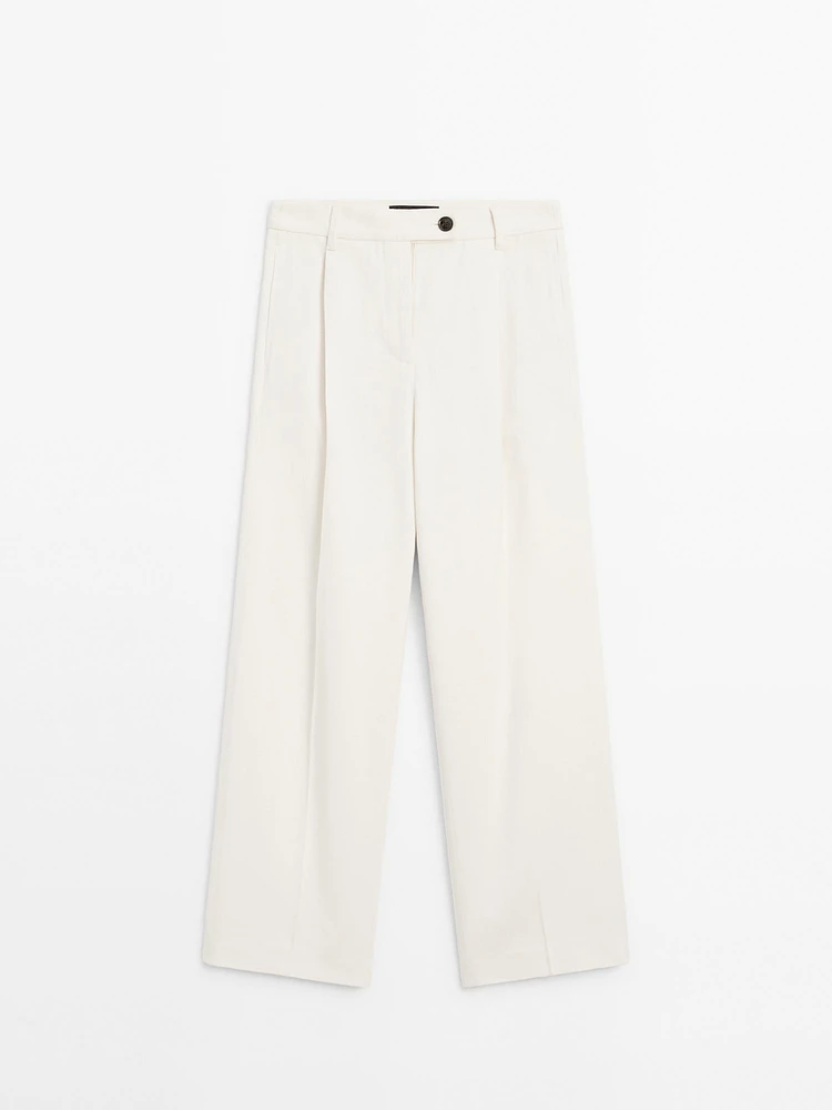 Pantalon large plissé coton