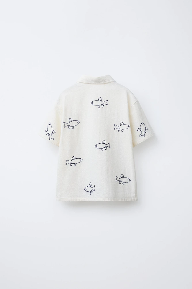 FISH EMBROIDERED SHIRT