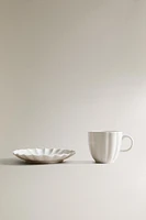 SCALLOPED PORCELAIN MUG AND SAUCER