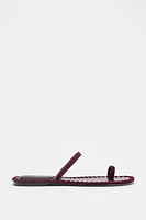 BEADED TOPSTITCHED SANDALS