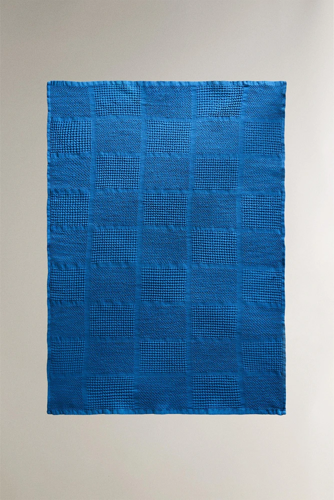 WAFFLE-KNIT COTTON KITCHEN TOWEL