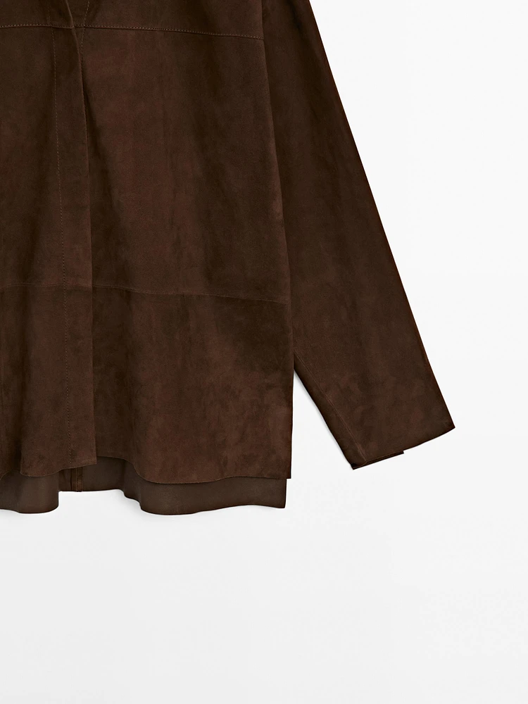Suede leather overshirt