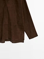 Suede leather overshirt