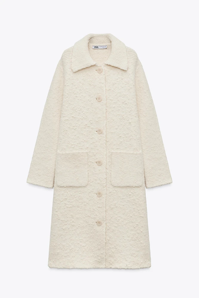 WOOL BLEND KNIT COAT