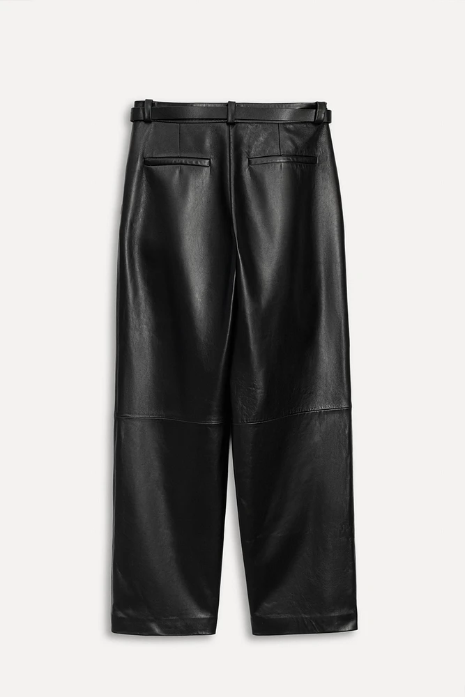 PLEATED LEATHER BELTED PANTS 50TH ANNIVERSARY