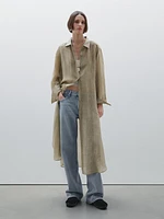 Semi-sheer ramie blend oversize blouse
