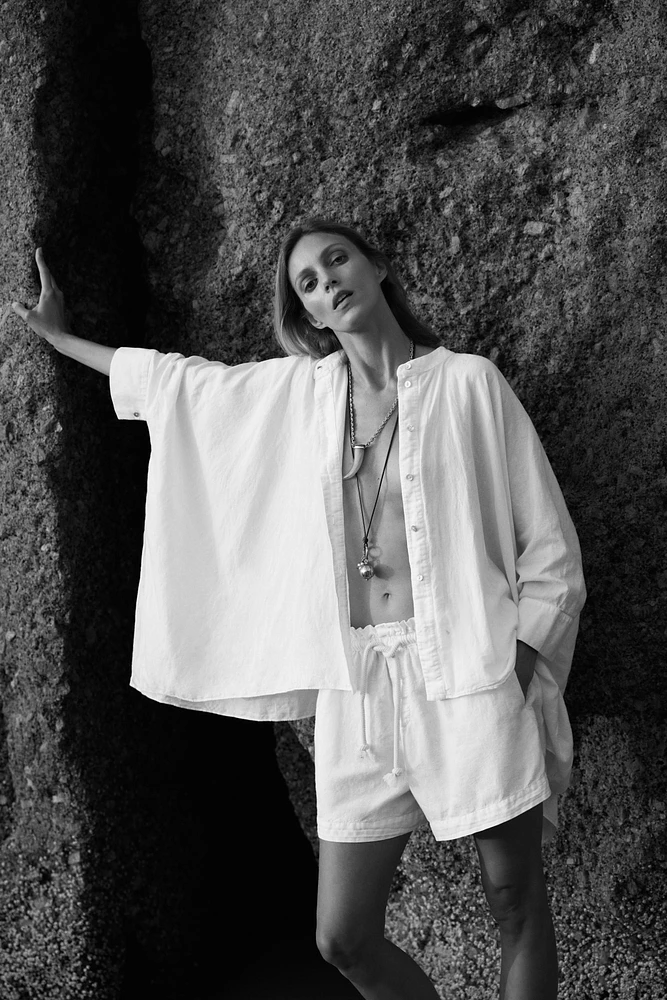 LINEN BLEND SHORTS ZW COLLECTION