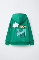 GRAFFITI PRINT HOODED SWEATSHIRT