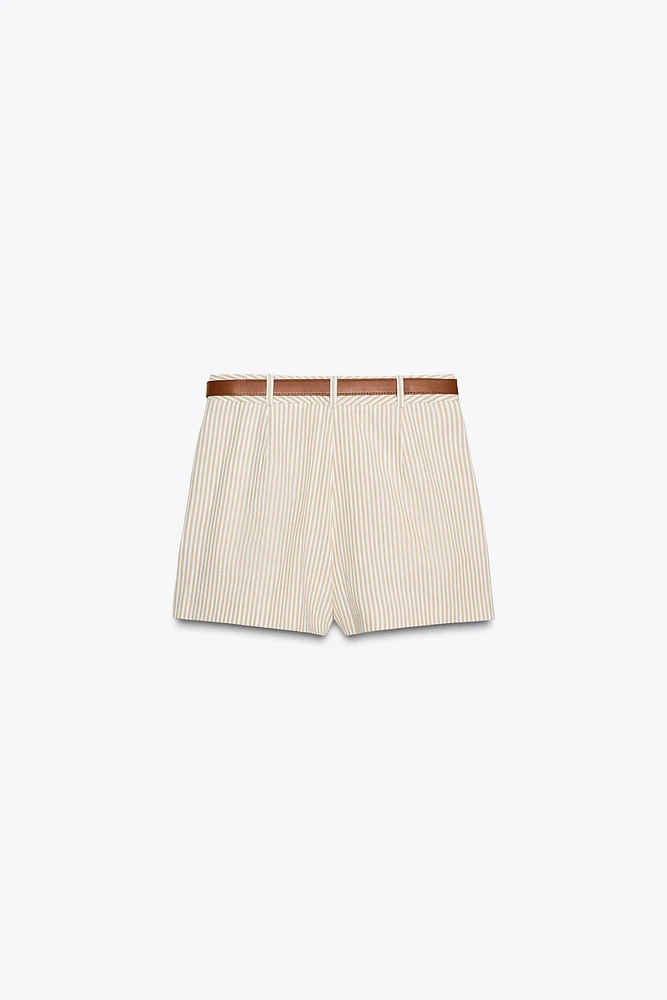 STRIPED BELTED CULOTTES