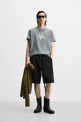 WASHED FLY PRINT T-SHIRT