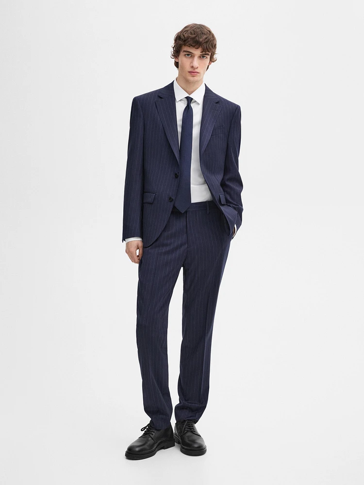 100% wool striped suit blazer