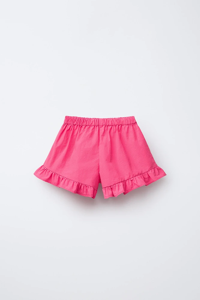 RUFFLED POPLIN SHORTS