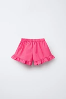 RUFFLED POPLIN SHORTS