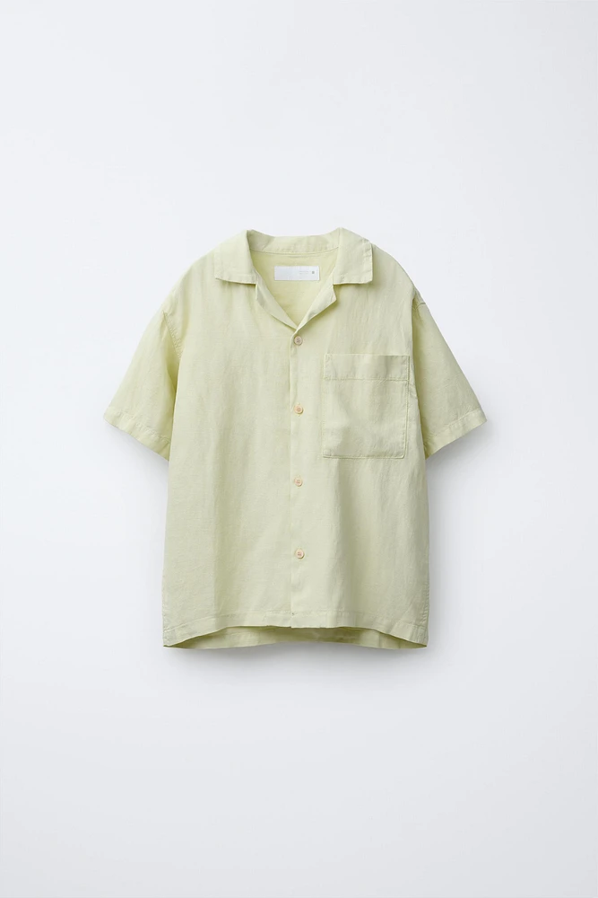 LINEN CAMP COLLAR SHIRT