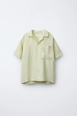LINEN CAMP COLLAR SHIRT