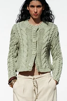 KNIT JACKET WITH FLOWER BUTTONS