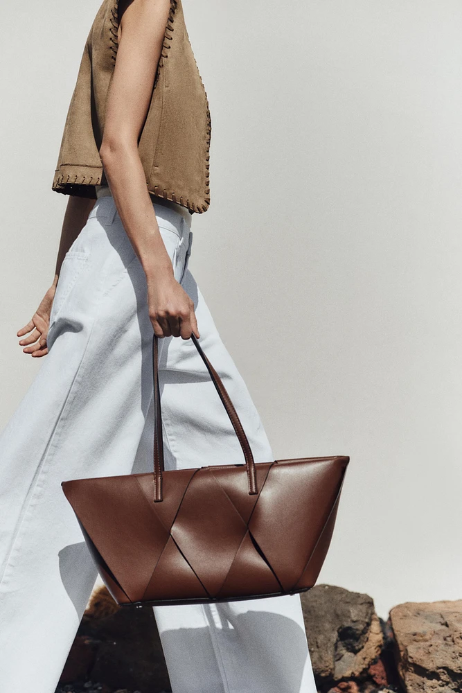 LONG WOVEN SHOPPER BAG