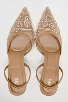 CHAUSSURES OUVERTES À L'ARRIÈRE EN MESH BRODÉ