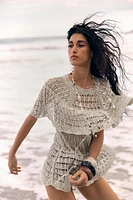 POINTELLE RUFFLE KNIT TOP