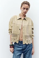 DIE-CUT FAUX SUEDE JACKET