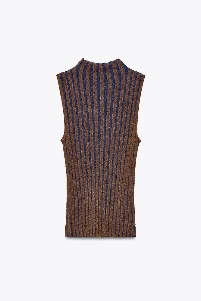 STRIPED CROPPED KNIT TOP