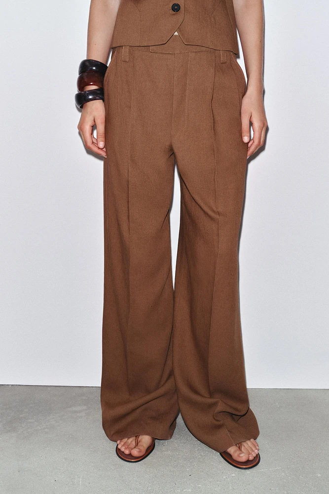 LINEN BLEND PLEATED PANTS ZW COLLECTION