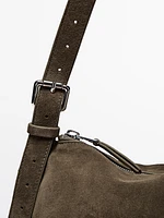 Split suede leather crossbody bag