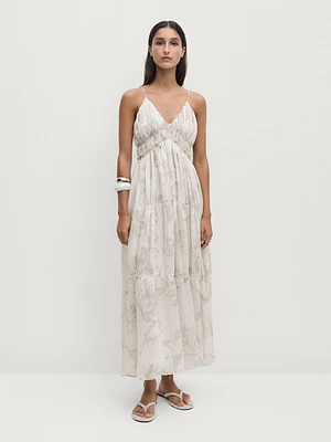 Robe midi bretelles froncées