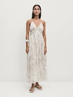 Robe midi bretelles froncées