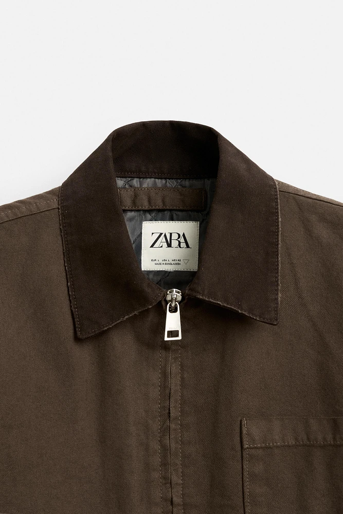 CONTRAST COLLAR CANVAS JACKET