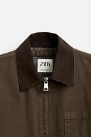 CONTRAST COLLAR CANVAS JACKET