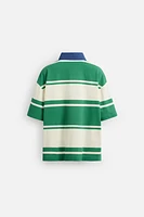 STRIPED TEXT POLO SHIRT