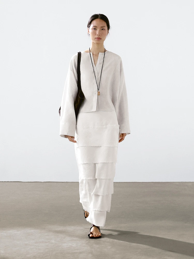 100% linen flowing shirt with buttons
