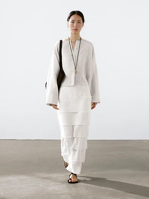 100% linen flowing shirt with buttons