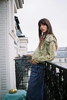 RUFFLED PRINT BLOUSE