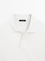 Cotton blend polo shirt with snap button