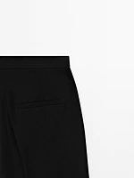 Straight fit flowing linen blend trousers