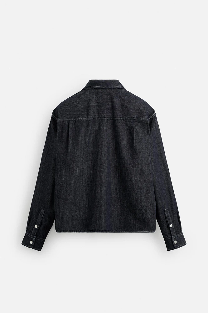 TOPSTITCHED DENIM SHIRT