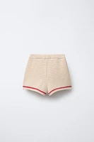 CONTRAST KNIT SHORTS