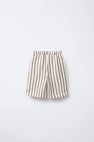 TEXTURED STRIPED SLIM FIT BERMUDA SHORTS