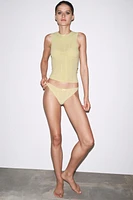 POINTELLE TOP WITH SATIN BOW
