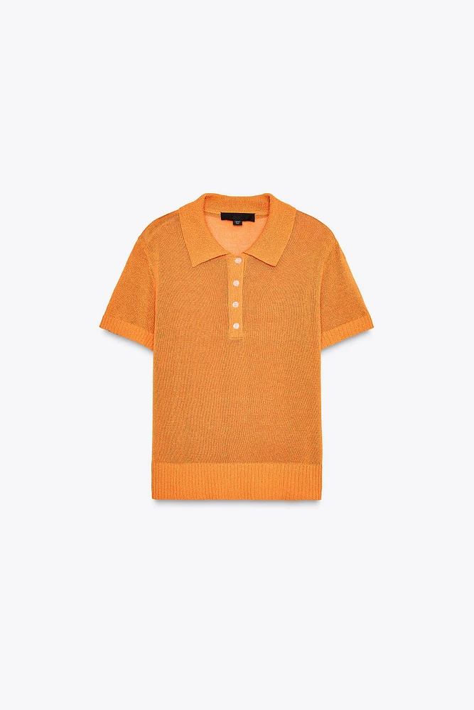 BASIC KNIT POLO TOP