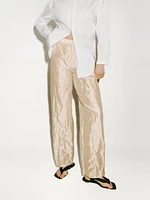 Straight-leg textured satin trousers - Limited Edition